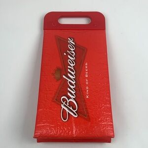 Vintage 1990s Budweiser Beer Red Bottle can Carrier cooler White Gold Logo NEW